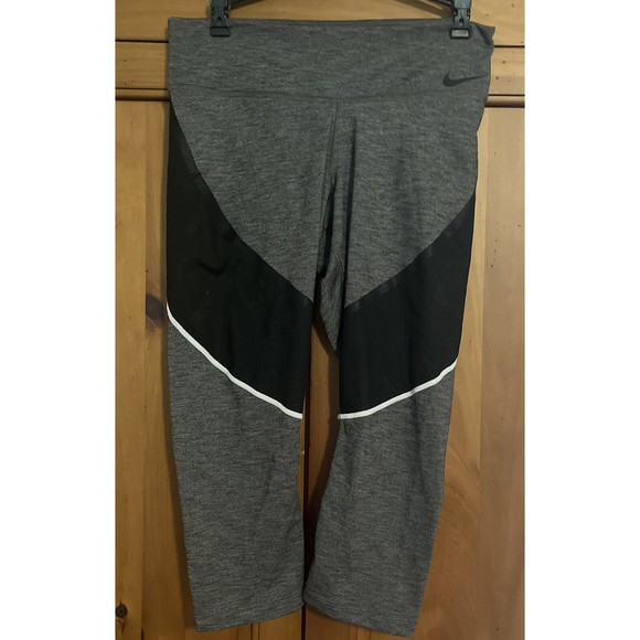 Nike Power Legendary Capri Mid Rise Leggings Dri Fit Womens Large Gray 874721 - Picture 1 of 6